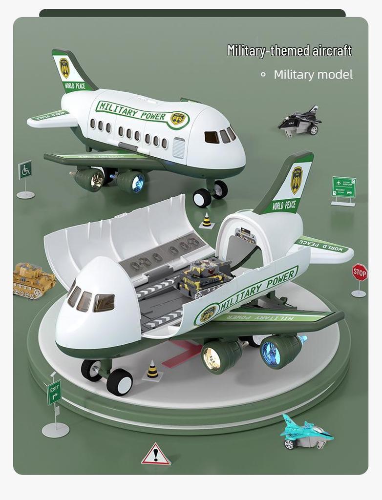 Extra Large Inertial Toy Airplane with Storage, Lights & Music - Educational Toy Set for Kids