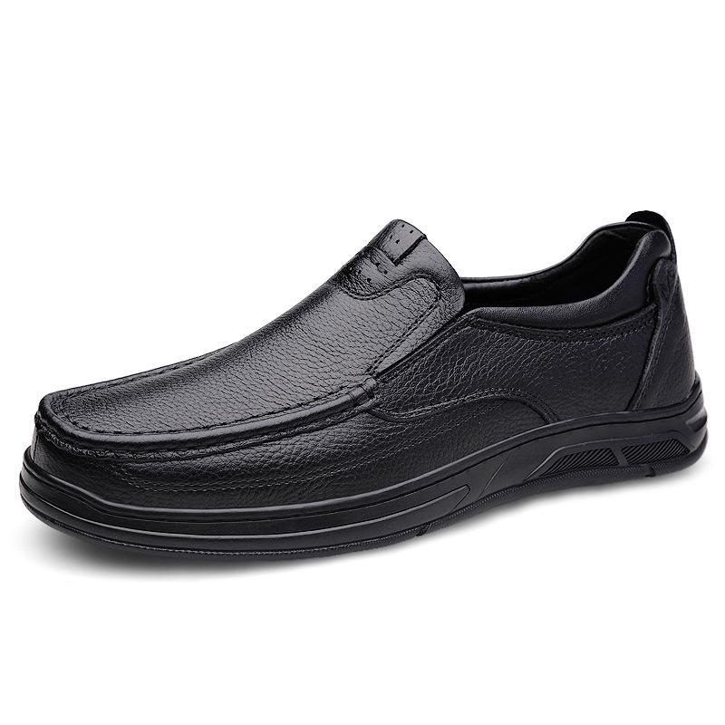 Men s Casual Cowhide Leather Slip-on Shoes - Breathable, Versatile Round Toe for Spring and Autumn Trends 45