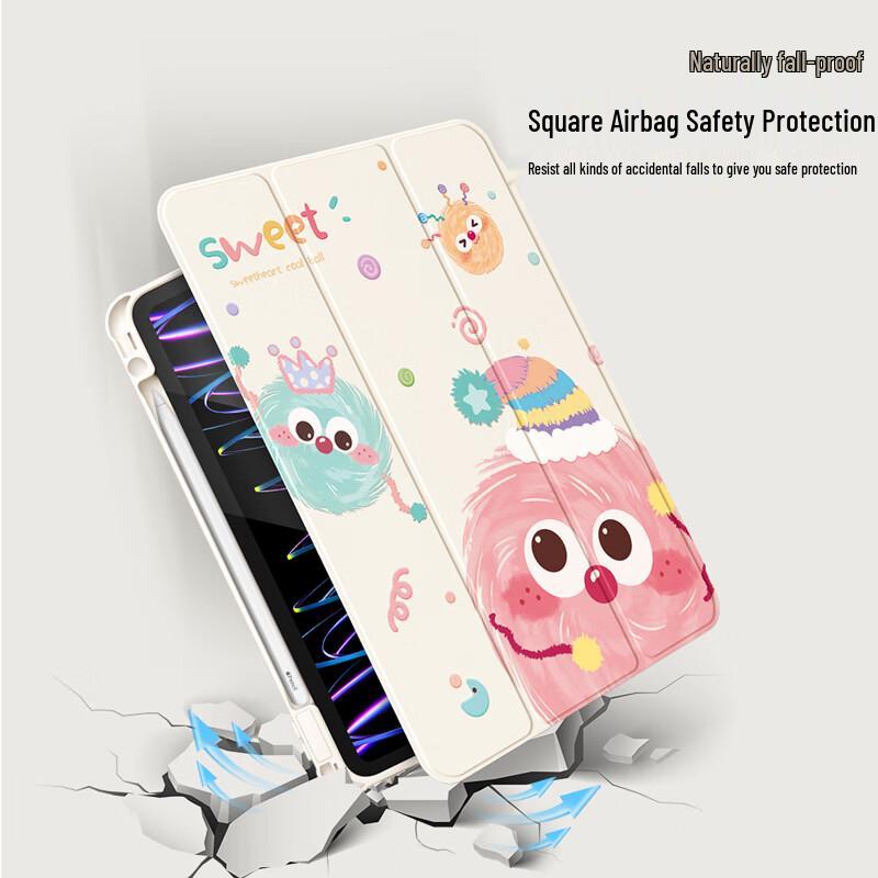 QBOSS Cartoon Rotating iPad Case with Pen Slot
