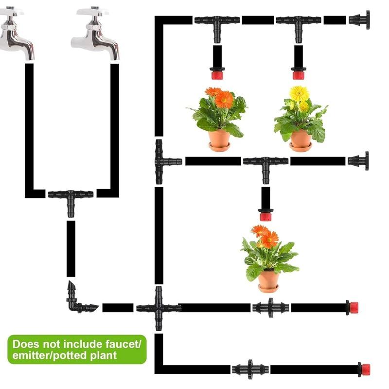 50PCS Universal Barbed Tee Fittings Barbed Connectors Garden Drip Irrigation Joint for 4/7mm Water Tube Watering System