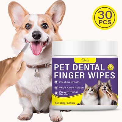 Pet Dental Finger Wipes-Fresh Breath-Wipe Away Plaqu-Prevent Tartar Buildup-Suitable For Cats & Dogs, 200g