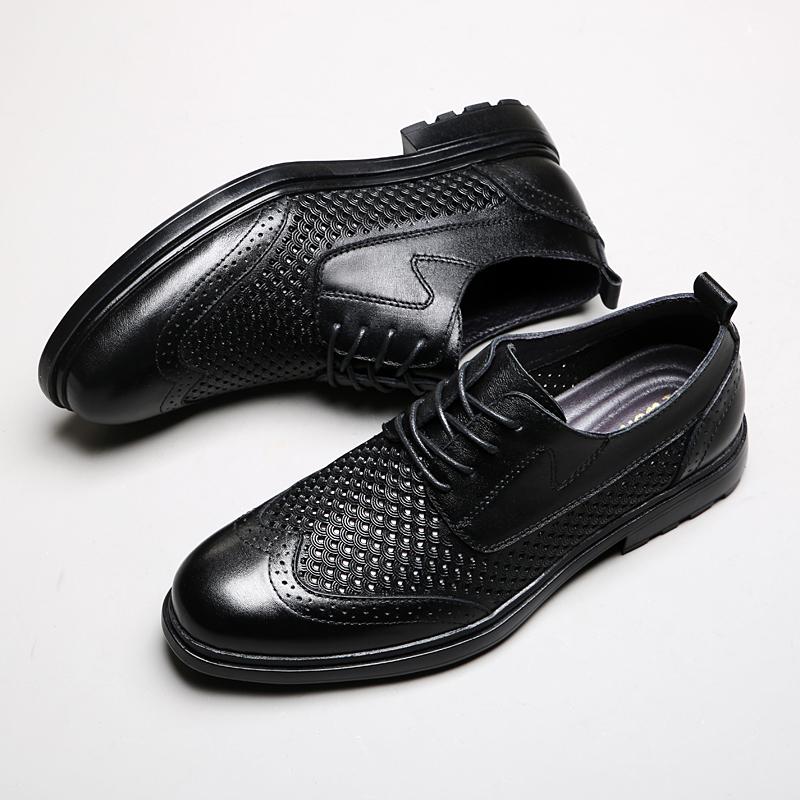 Fashion New Genuine Leather Men Oxford Shoes Fashion Male Formal Dress Footwear Business Pointed Toe Casual Shoes Breathable Derby Shoes