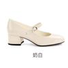 Sheepskin version~ Leather one-word with commuter high heels, thin thick heels, Mary Jane shoes, women's single shoes