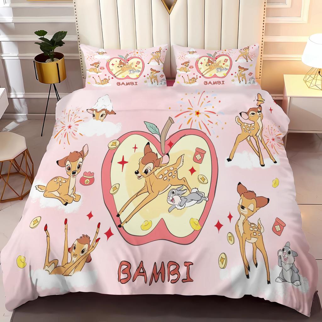 Bambi Párové povlečení Sada povlaků na přikrývku Velikost Twin 100% Polyester 3D Dětská sada povlečení 3dílná 1 povlak na přikrývku