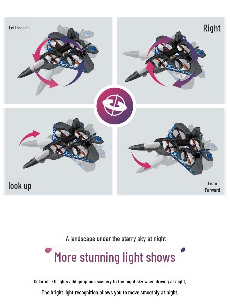 6-Channel Fixed-Wing Drone Glider Toy with Four Sleeves and Altitude Hold