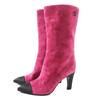 Great Boots COCO Mark Embroidered Purple Black Suede Leather Women 35 G33119 Used