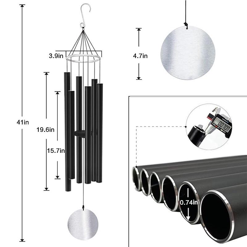 32in Musical Wind Chime Memorial Gift for Pet Loss, Outdoor Courtyard Metal Hanging Ornament