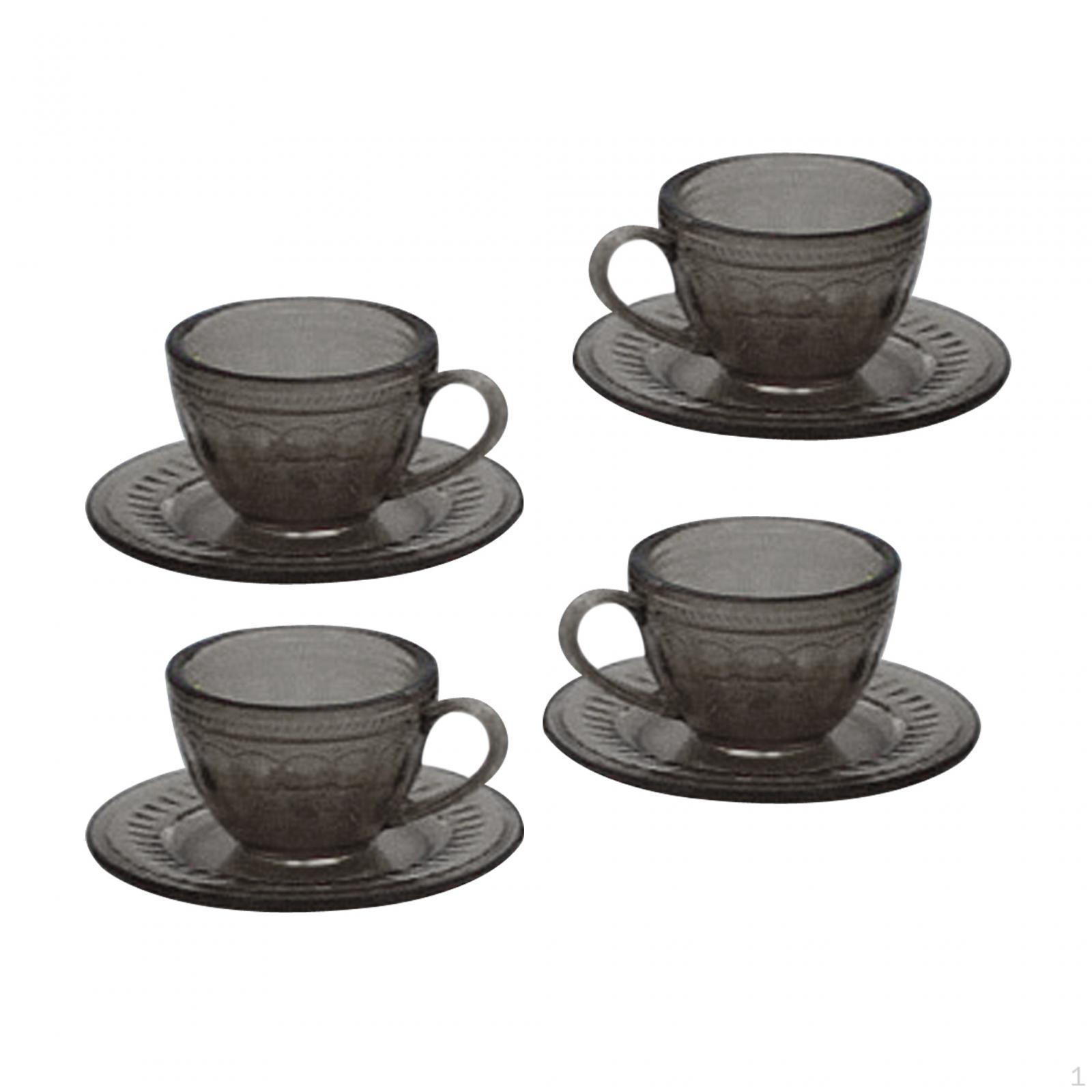 Miniature Tea Cup Set for Dollhouse Decoration, Realistic 1:6 Scale серый