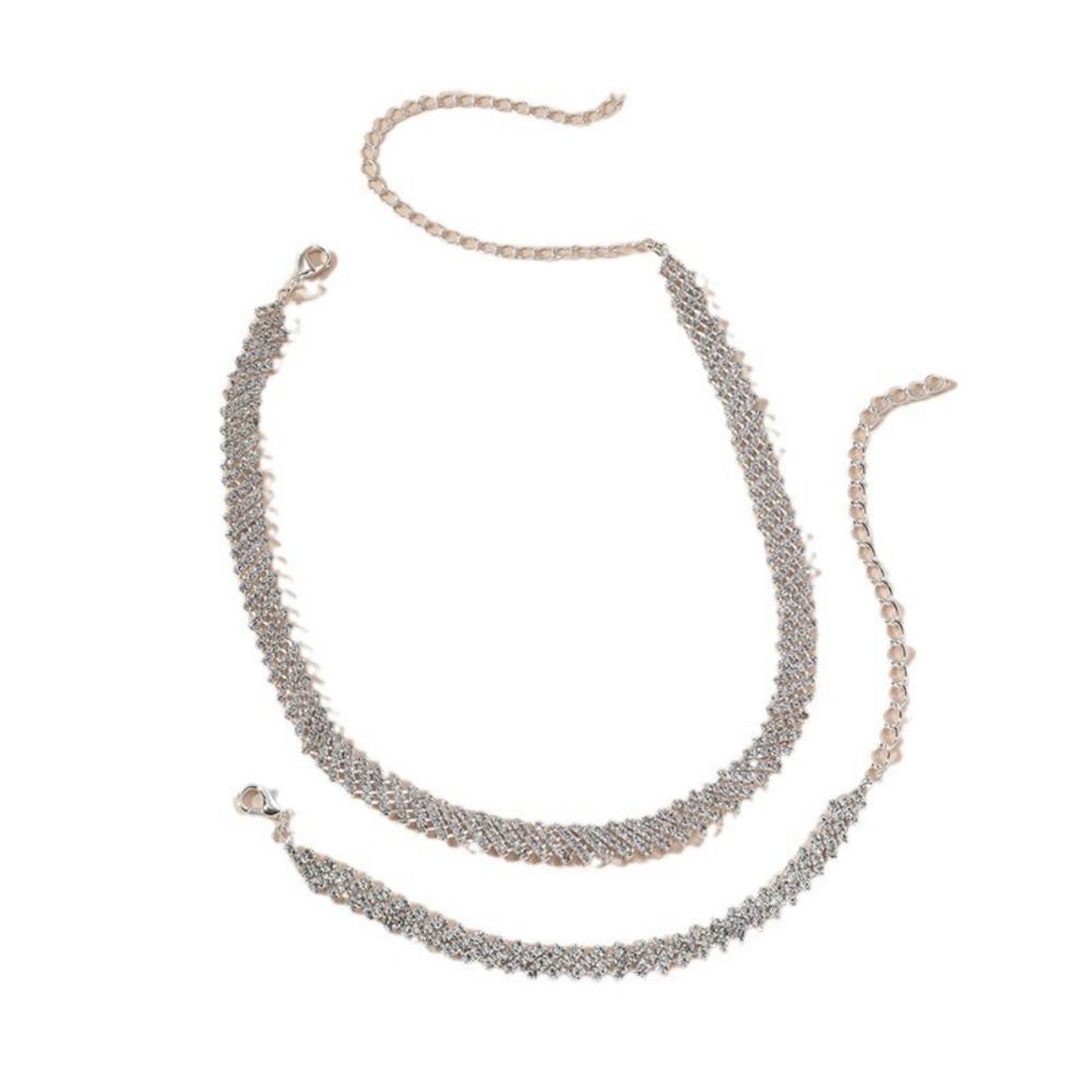 Fashion Necklace Earrings Bracelet Three-piece Set Wedding Dress Jewelry Accessories Bridal Accessory Set