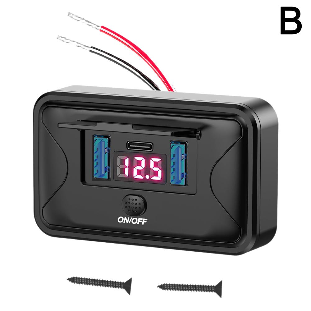 

3-портовая 12 В USB-розетка для настенного монтажа на панель 36 Вт USB C и двойной QC3.0 18 Вт USB-порт для зарядки с выключателем для автомобиля, автобуса, автофургона, грузовика