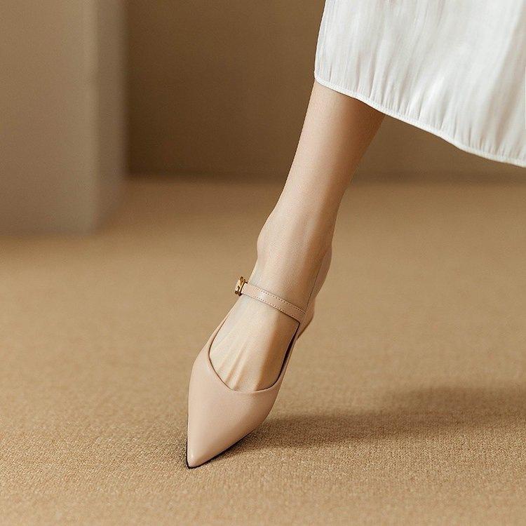 French Soft Leather Mary Jane Women's Shoes 2025 Autumn New Square Heel Single Shoes with Skirt Medium Heel High Heels Thick Heel Trendy