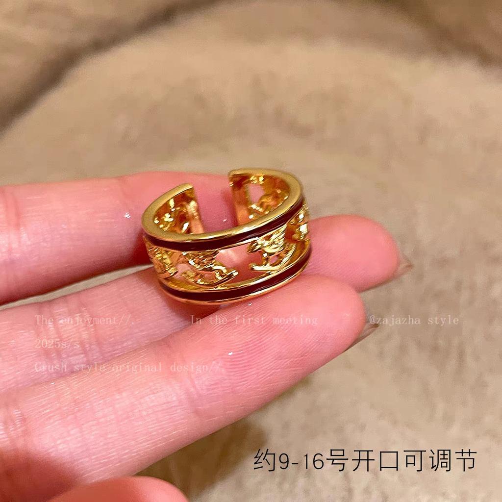 Get Rich Now! Birthday Gold Pony Ring Stacked Index Finger Ring Open Ring