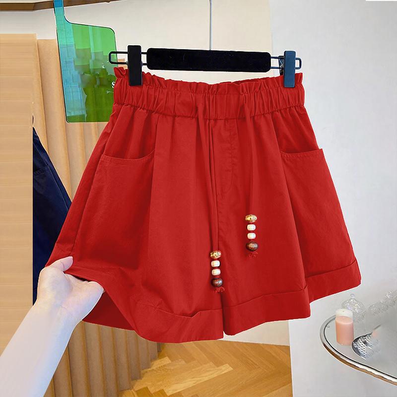 

ZANZEA Женские летние повседневные свободные шорты с эластичной талией M красный