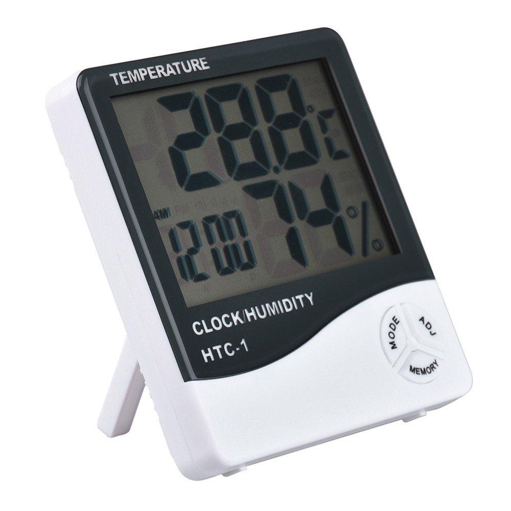 Digital LCD Thermometer Hygrometer Temperature Humidity Clock Electronic Outdoor LCD Digital Clock HTC1 0.1 ℃&-10℃-50℃