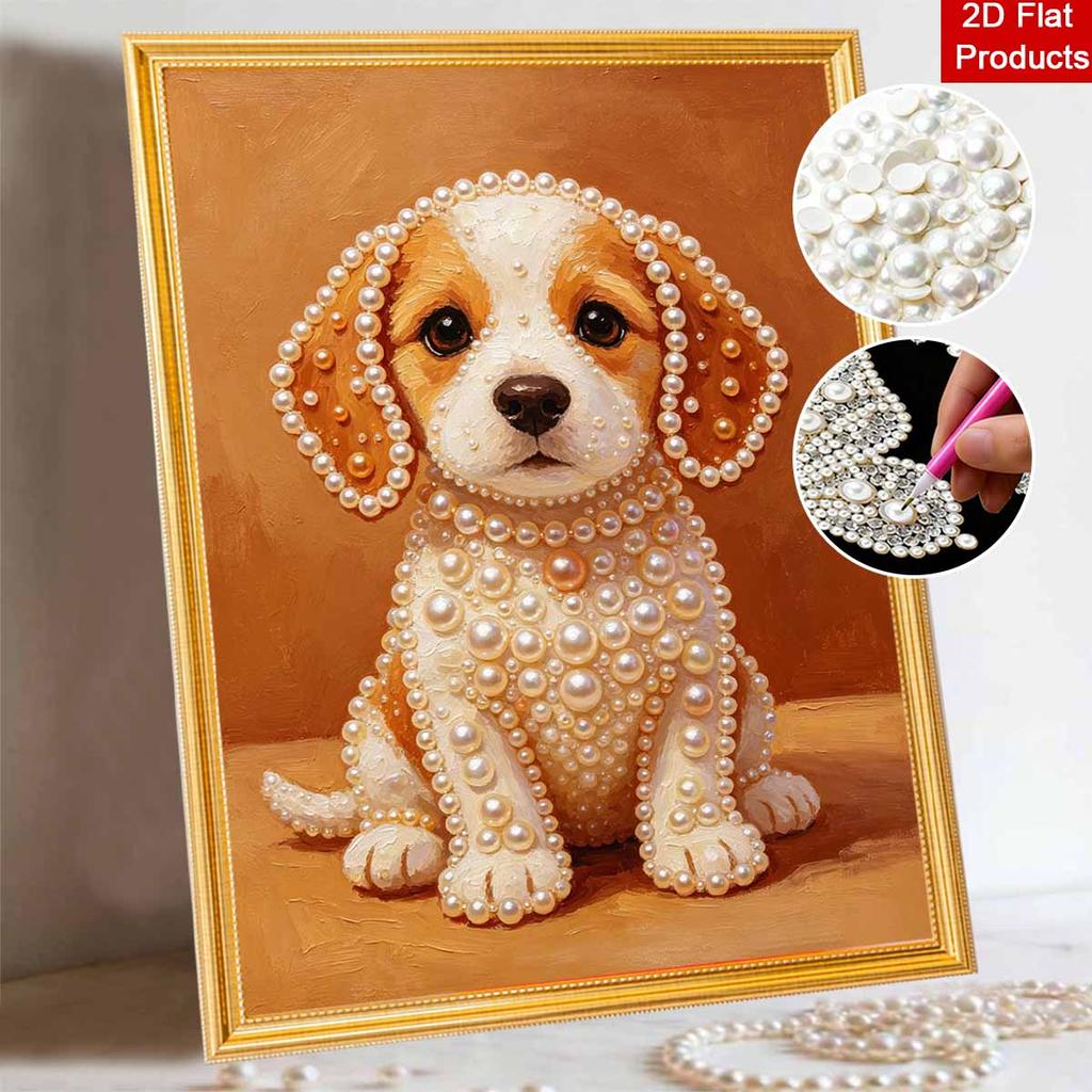 Gerahmtes Perlenmalerei-Set Niedliches Hundeporträt DIY 3D Perlen Leinwandkunst Kreatives Freizeit-Bastelwerk Heimdekoration Einzigartiges Geschenk Kunstwerk Wanddekorations-Set