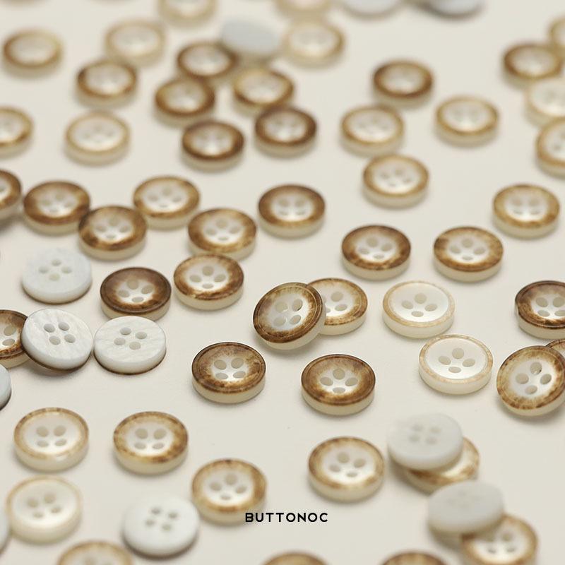 Four-Eye Resin Button Imitation Shell Coffee Edge White Button Knitted Cardigan Clothes Men'S And Women'S Shirt Sleeve Collar Top Button