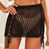 Beach Skirt Solid Color Drawstring Sexy Hollow Out Hight Waist Summer Skirt Holiday Clothes