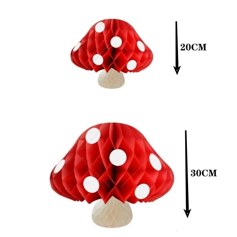 Creative Mushroom HoneycombBall 3D HangingOrnament for Indoor PartiesForest Theme Birthday Wedding Decor Jungle Wonderland Setup