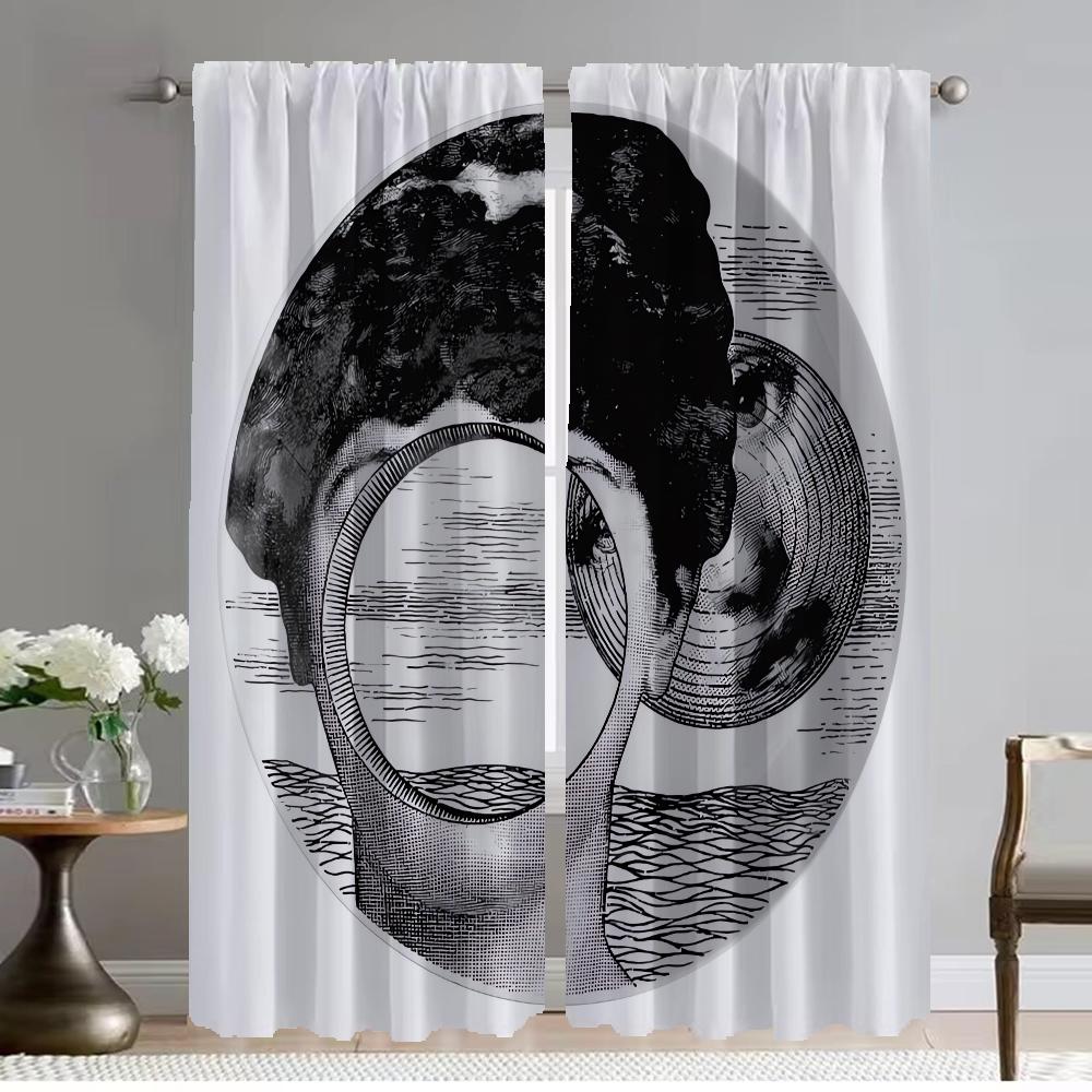 

Штори Fornasetti Blackout 2 шт. Штори для дому та інтер єру для камери Вітальня Штори Хелловін Прикраса Кухня W50xH70cmx2pcs-CL