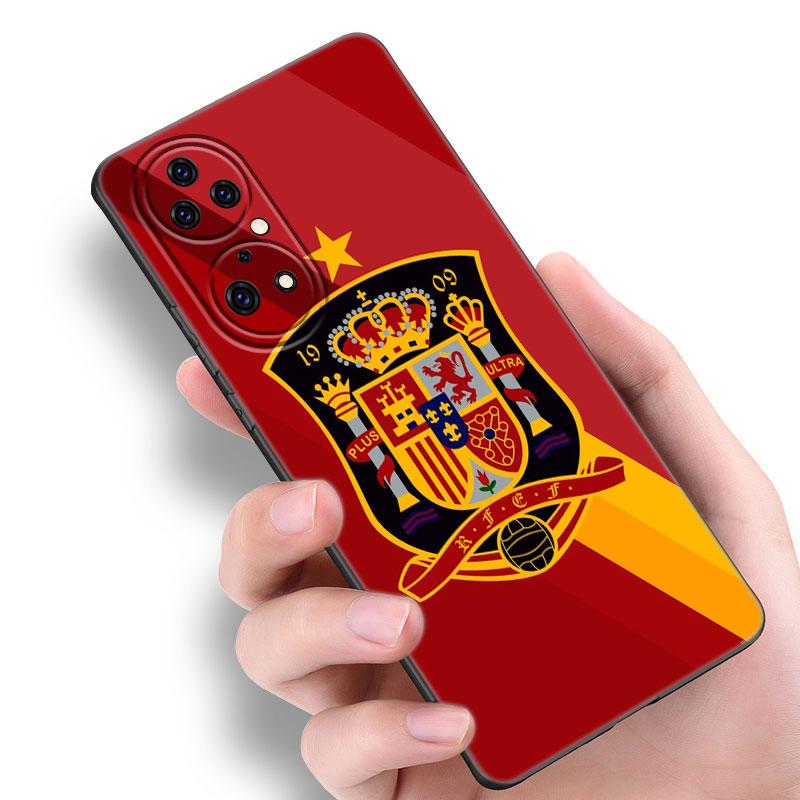 Hiszpania Flagi Narodowe Czarne Etui na Telefon Dla Huawei P10 P20 P30 P40 Lite P50 P60 Art P50E P Smart Z 2018 2020 2021 Pro 2019