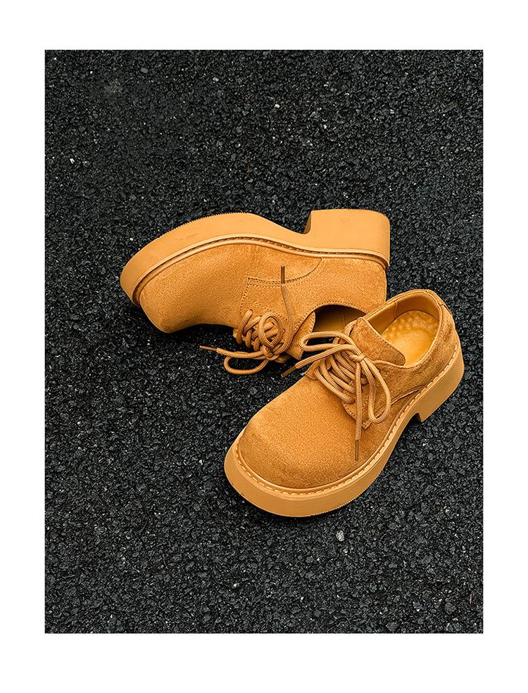 2024 Autumn Unisex Couple's British Style Retro Thick-Soled Casual Leather Shoes 9533-K