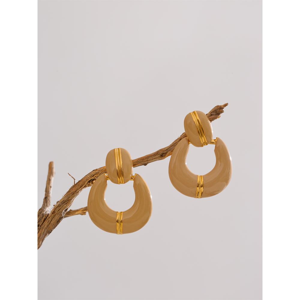 Eetit Delicate Enamel Geometric Drop Classic Fashion Statement Earrings for Women Stainless Steel Daily Attractive Jewelry Gift