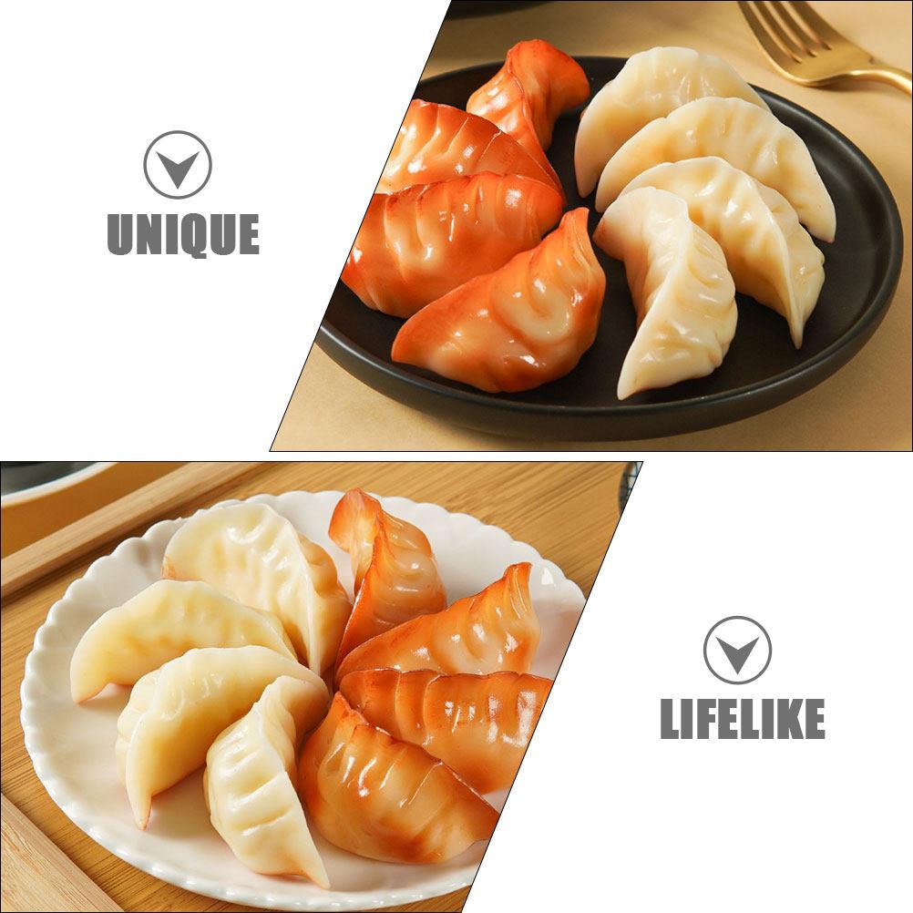 4Pcs Lifelike PVC Dumpling Models Realistic Food Decor for Restaurant Display Kitchen Ornament Photography Prop Simulation