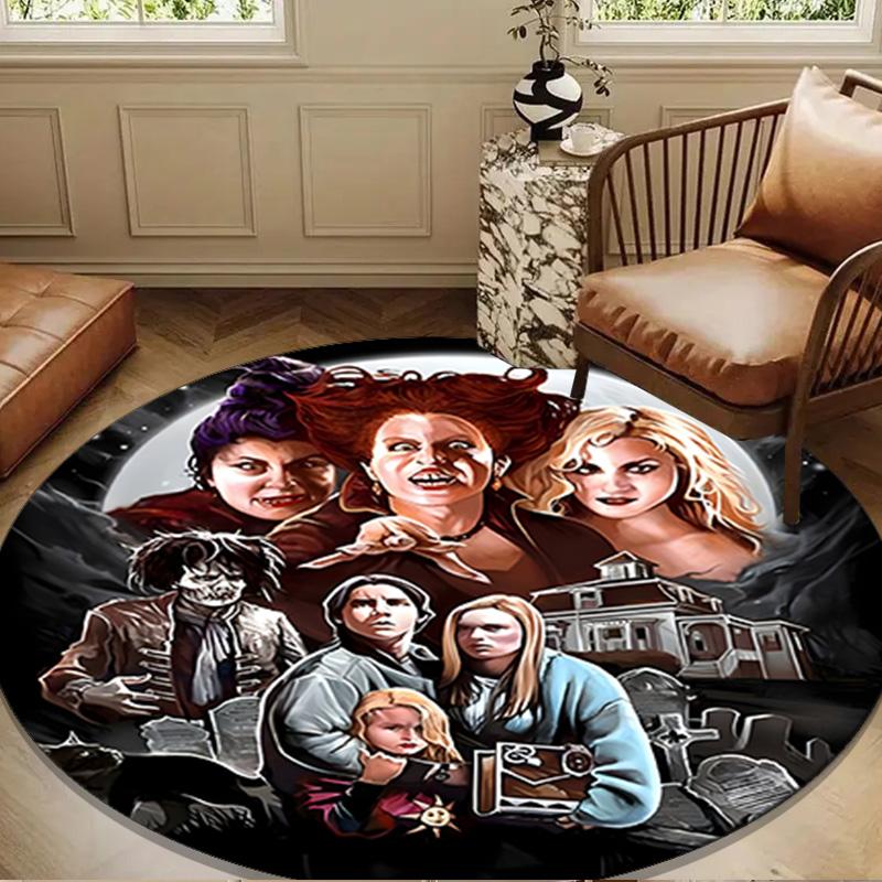 Halloween Horror Witch Round Mat, Anti-slip Circle Carpet Chair Rug For livingroom,Bedroom, Doormat Home Decor Gift Christmas Gifts