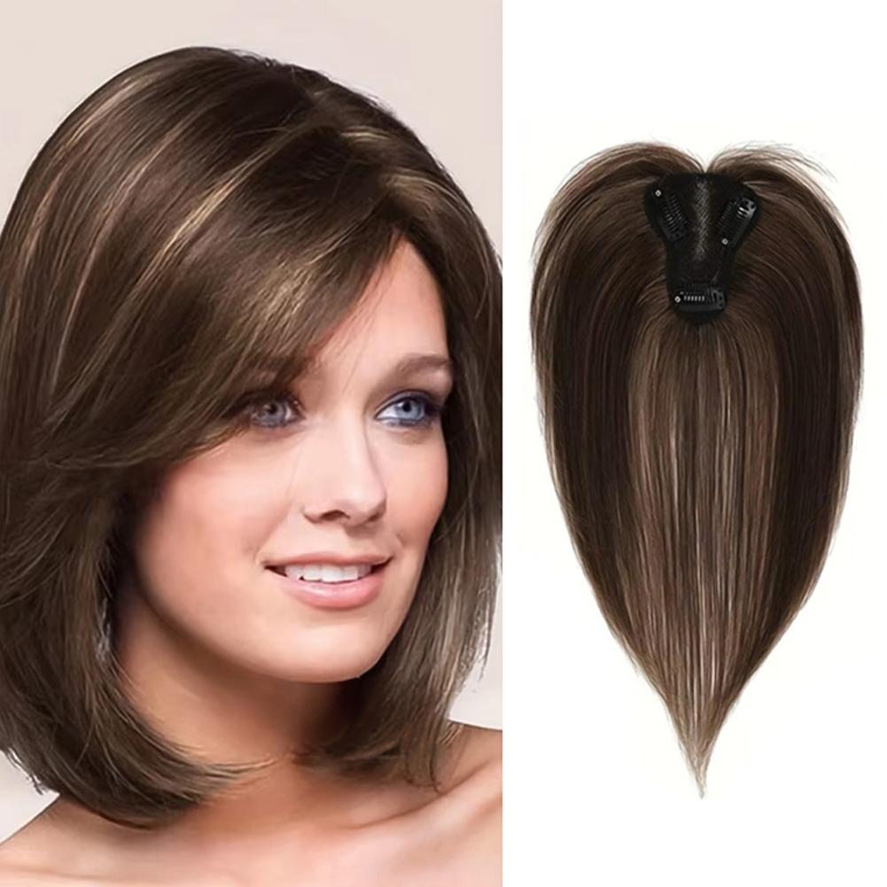 Clip In Natural Synthetic Hair Bangs Fringe Hair Pieces Middle Part Hair Extension Topper For Women Hair Loss