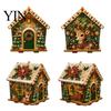 Kreatives Geschenk für Erwachsene DIY Weihnachts-Perlenkunst Malerei Hängender Anhänger Bausatz, 3D Perlen Lebkuchenhaus Dekoration Haus Handgemachte Miniatur