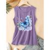 2026 Vintage Tinte Floral Monarchfalter Druck Damen Ärmellose Weste Rundhalsausschnitt Tägliches Pendeln Frühling Sommer Herbst Tanktop