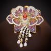 Women's Light Luxury Design Elegant Imitation Pearl Enamel Peony Flower Brooch Fashionable Versatile Niche Design Brooch