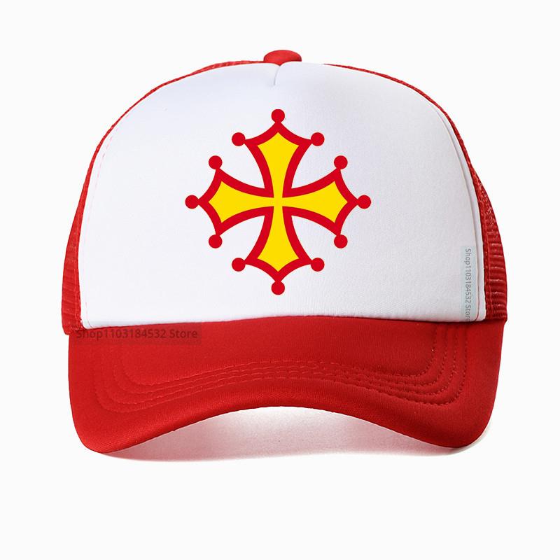 

Occitania Occitan Cross Flag Baseball Cap Outdoor cool Summer Unisex Mesh breathable Trucker Hats