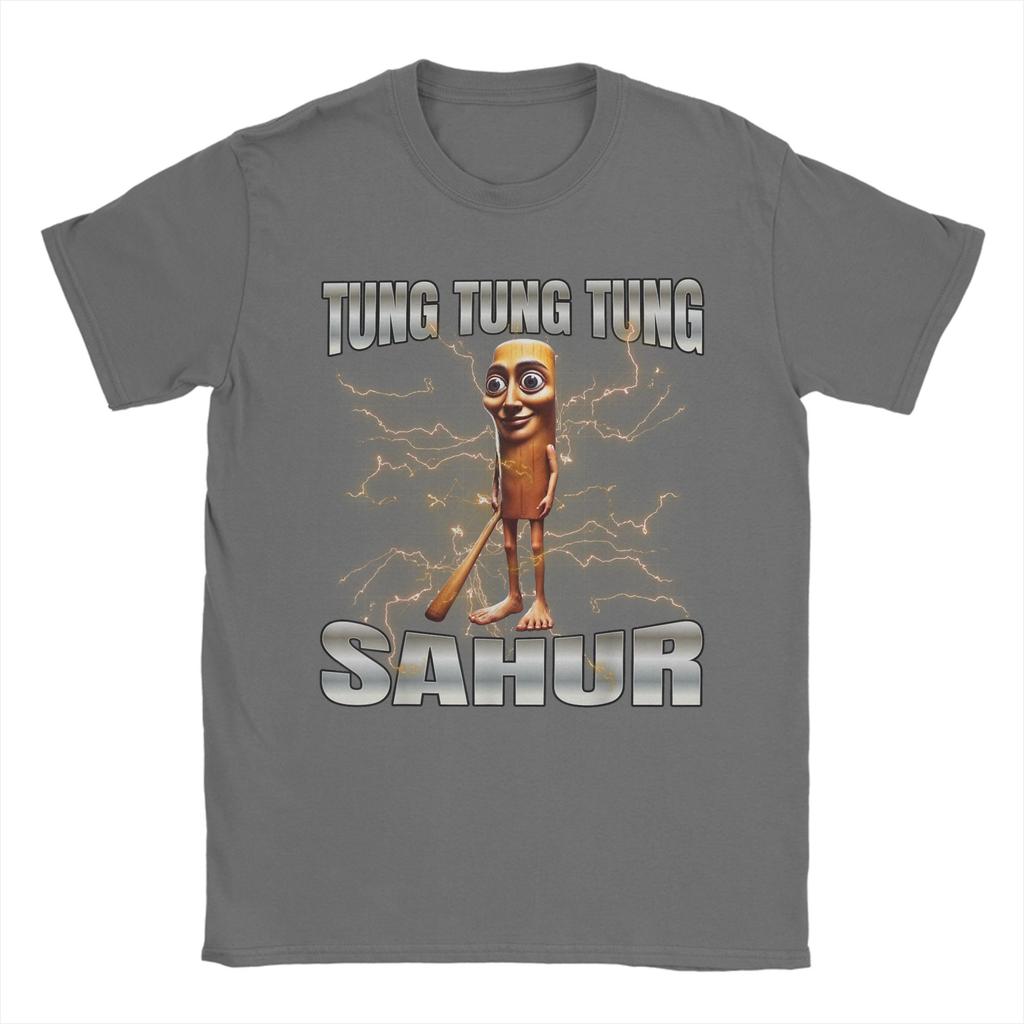 Vintage Tung Tung Tung Sahur Italian Brainrot Meme T-Shirts Men Round Collar Pure Cotton T Shirts Short Sleeve Tees Clothing