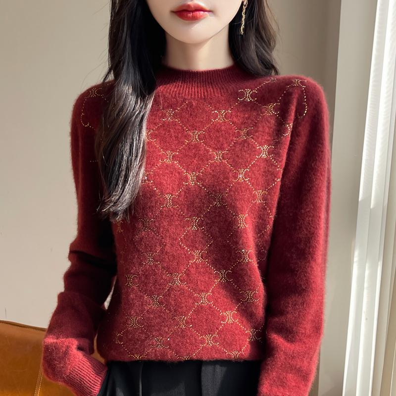 Women's Cashmere Sweater Qinghe Cashmere 30% Cashmere 70% Wool Autumn and Winter Pullover Warm and Fashionable