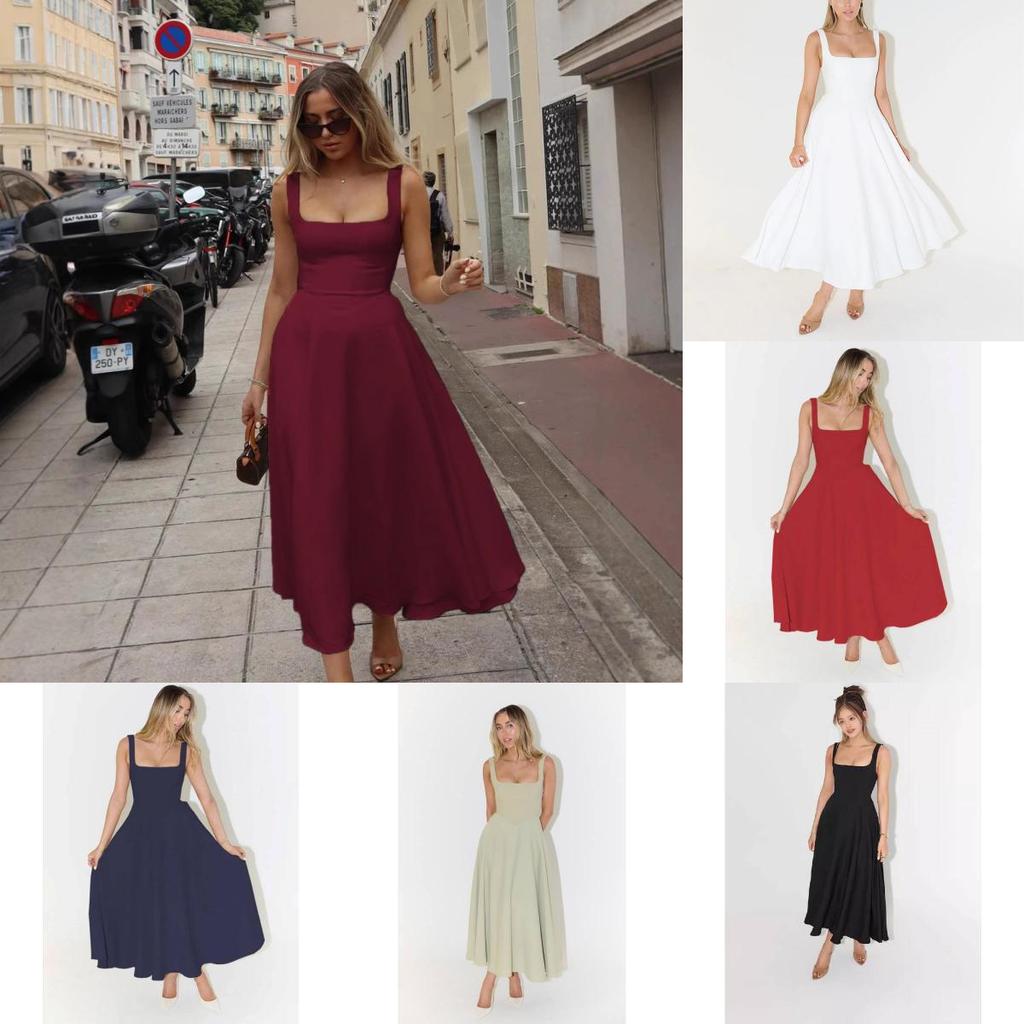 Minimalist Sleeveless High Waist A Line Dress With Backless Design For Summer Casual Wear