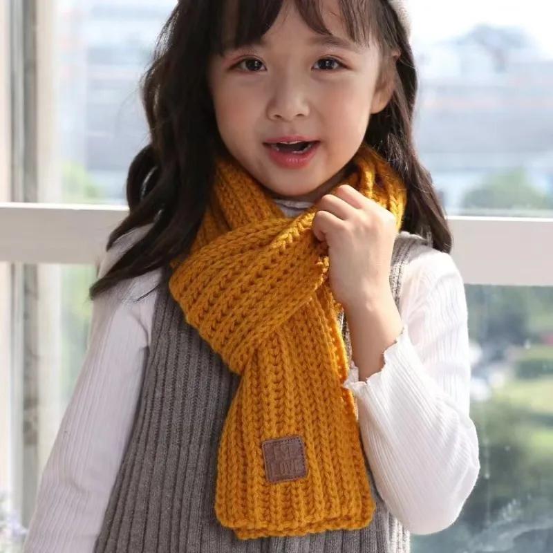 Kids Winter Thick Warm Knitted Scarf Soft Outdoor Neck Warmer For Baby Boys And Girls