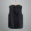 Men's Summer Solid-Color Linen Vest Youth Retro Washed Breathable Lightweight Button-Front Sleeveless T-Shirt
