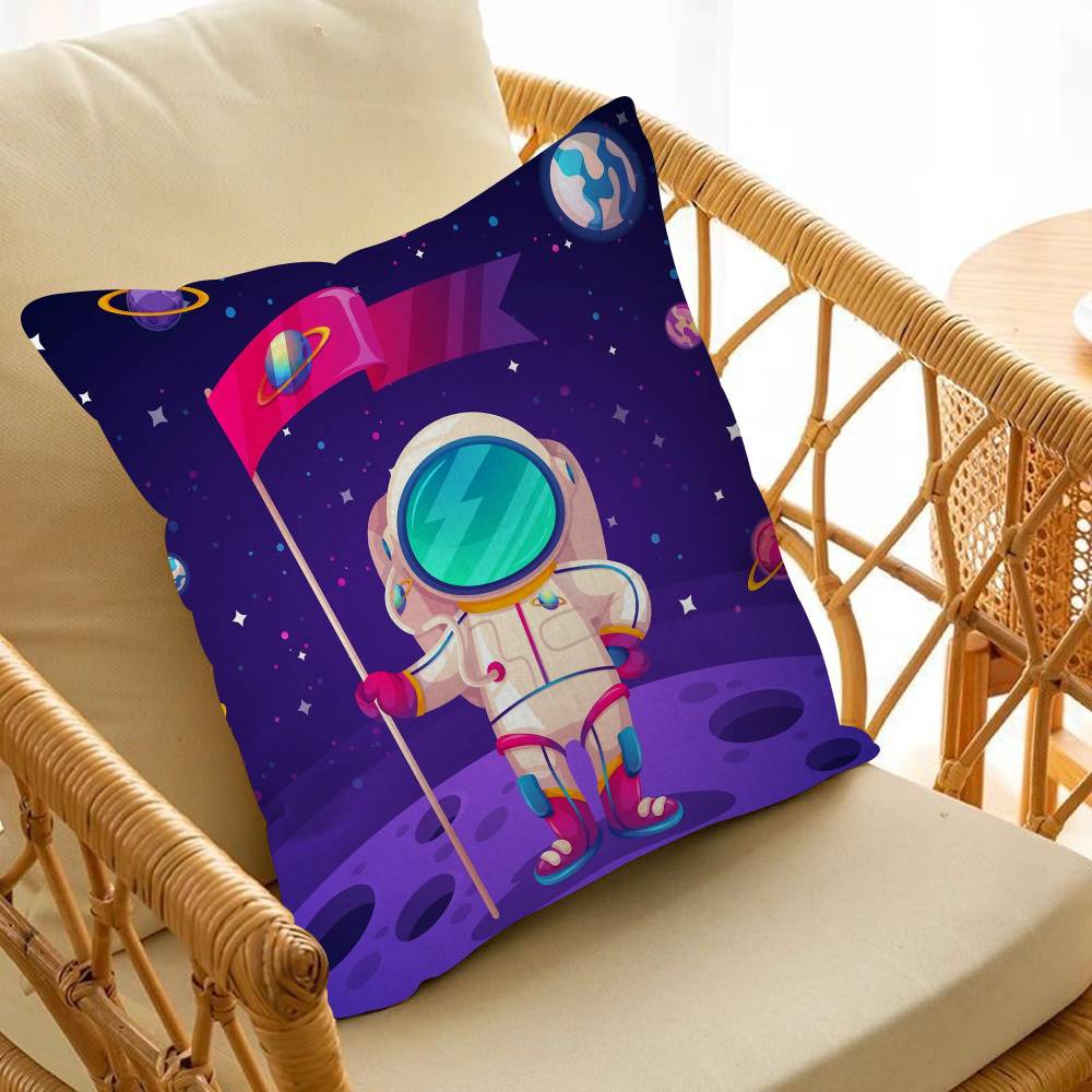 Cartoon Astronaut Outer Space Planet Pillow Cushion Cover Pillowcase Living Room Sofa Home Decor Customized