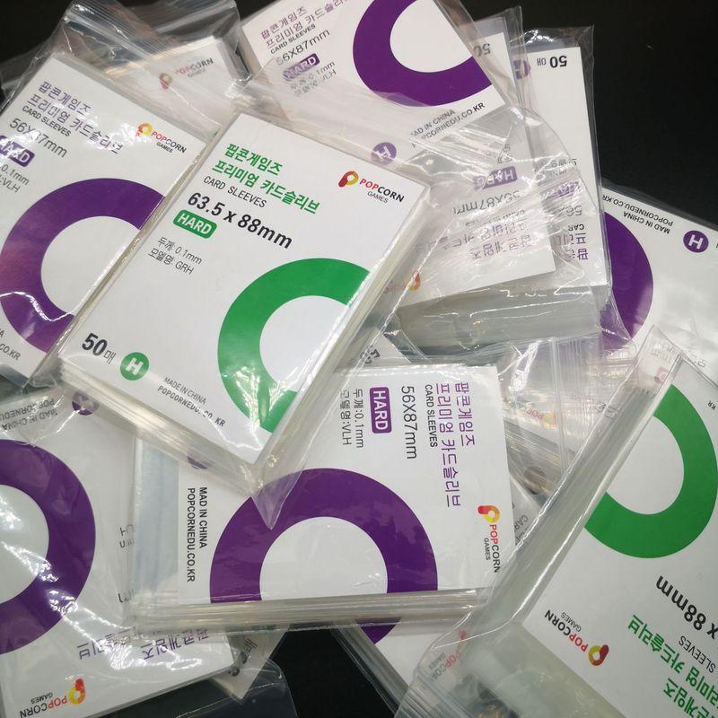 Games Popcorn Card Sleeves Hard Clear Cpp 0.1Mm 50 Pcs 56X87Mm 63.5X88Mm For Kpop Album Photocard Instax Mini Guka Card Badge
