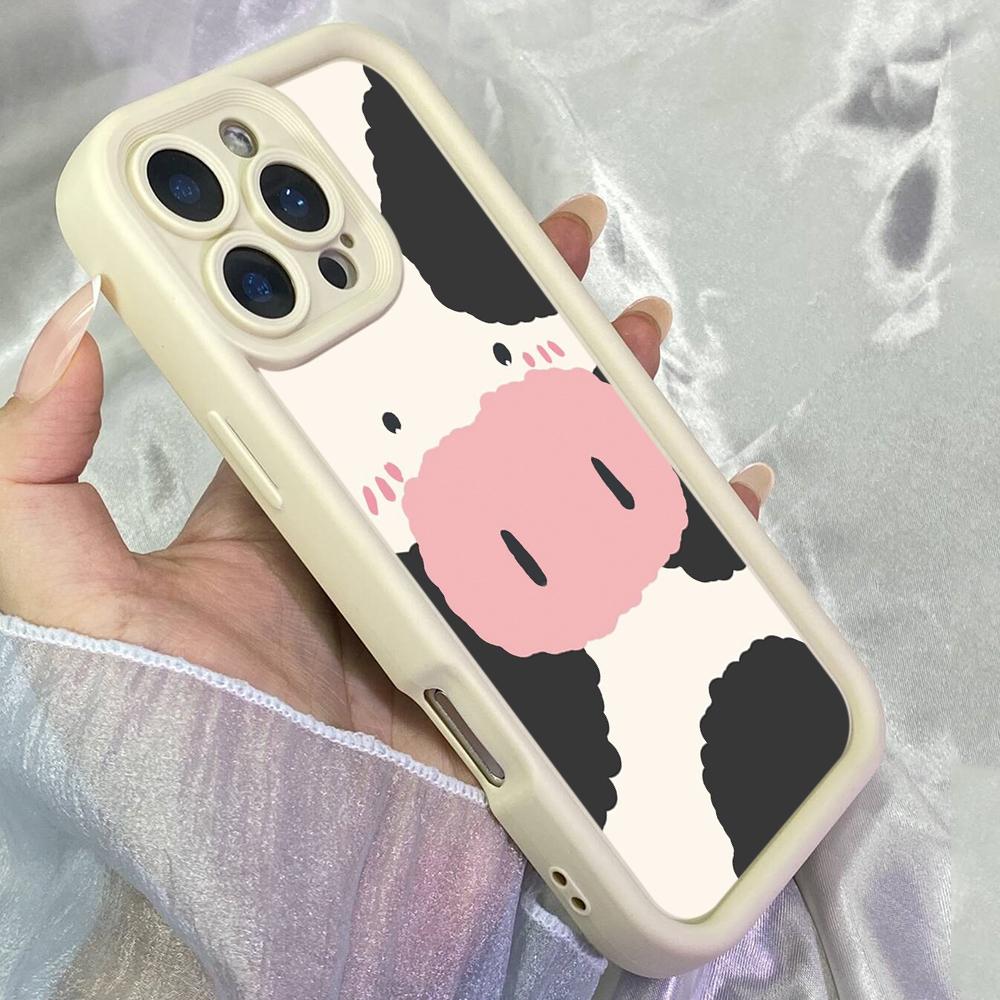 JT301 Kawaii Cow for iPhone 17 16 15 14 13 12 Pro Max Samsung S26 S25 Ultra A17 A16 A07 A56 A06 A05 A13 A14 A15 Xiaomi 15T Redmi 15c Note 14 Soft Case