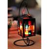 Morningplace Nordic Candle Stand Holder Antique Hanging Hook Stained Glass Grid Design Interior (Black)
