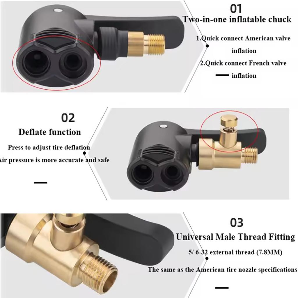 Tire Air Pump Connector Tire Inflator Hose Adapter No Air Leakage Air Compressor Pump Tire Chucks For Air Compressor Attachments