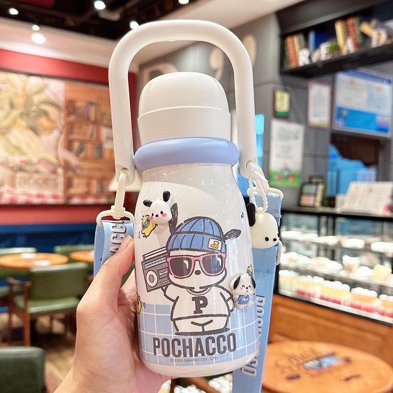 Sanrio Double-Insulated Cute Straw Cup for Kids - Perfect for School and Portable.