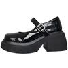 Little Mary Jane Thick Soled College Style Black Shiny Small Leather Shoes Versatile Shallow Mouth Single Shoes