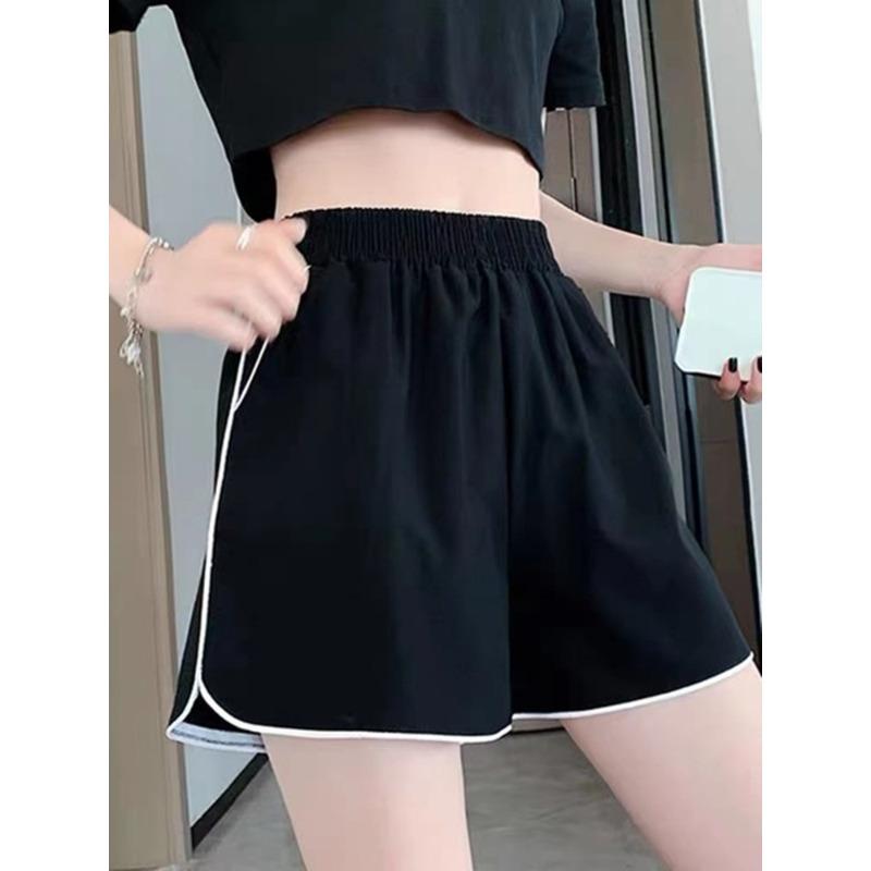 Weiße Sportshorts Damen Sommer Neu Locker Dünn A-Linien-Hose Hohe Taille Lässig Hotpants Dünn