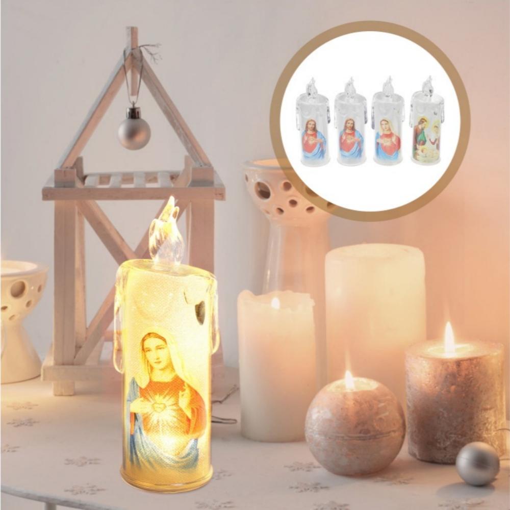 Jesus Catholic Christian Religious Ceremony Virgin Electronic Flameless LED Religious Candless Light Decoration