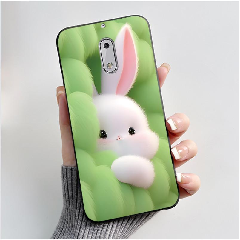 Soft TPU Case For Nokia 6 6.1 Plus Nokia6 Phone Case Luxury Cute Love Rabbit Funny Cartoon Black Silicone Shockproof Back Cover