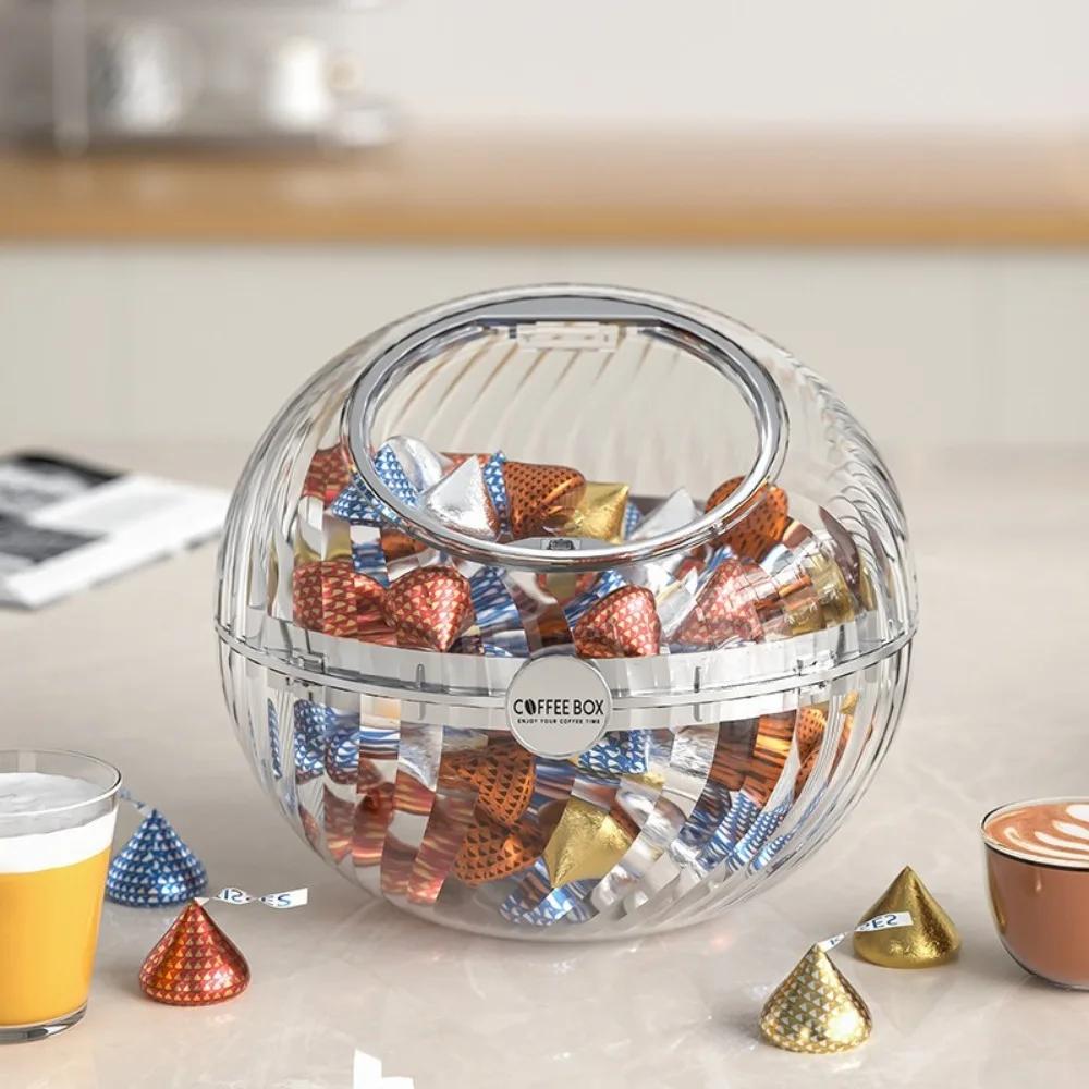 Large Volume Coffee Capsule Storage Box Pantry Bar Transparent Storage Rack Capsule Coffee Hot Tea Bag Storage Box with Lid