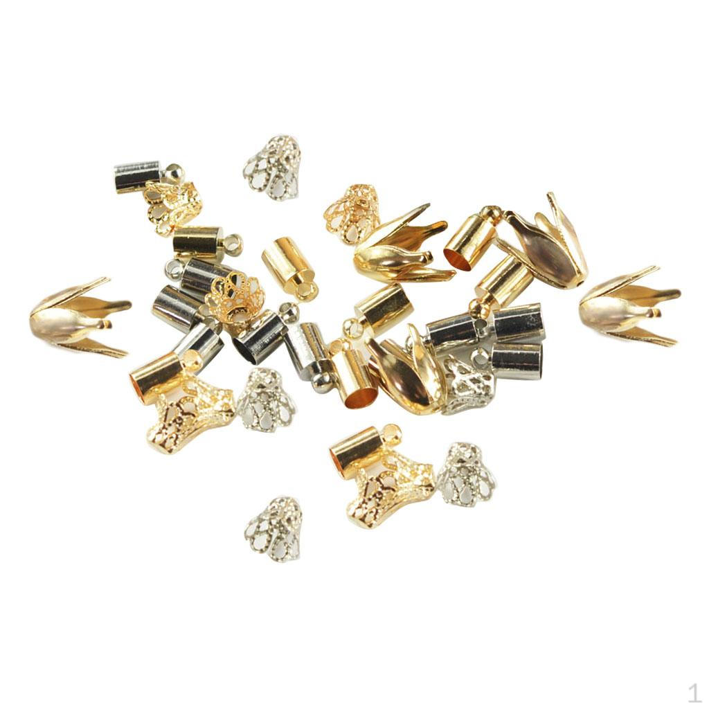 50 Pieces Gold/Silver Metal Beads Caps End Cap Tassel Cone For Jewelry Making Bracelet Craft